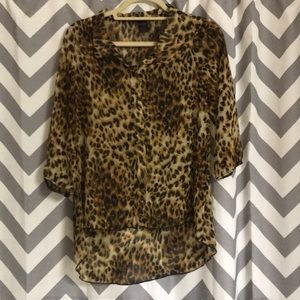 Sheer cheetah print blouse